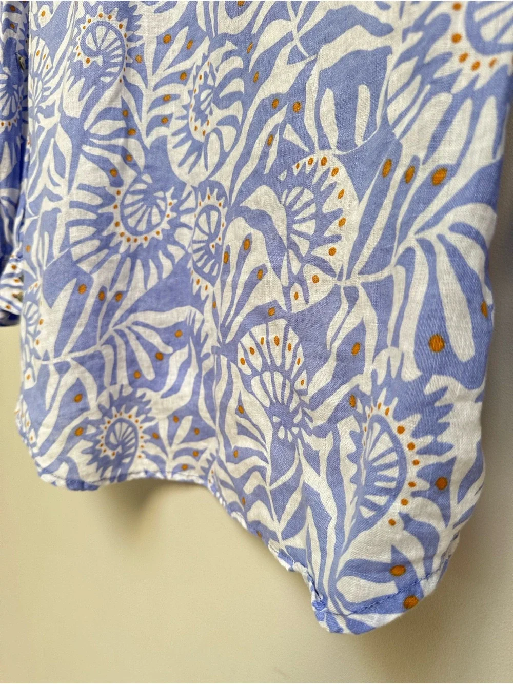 Nicole Miller 100% Linen Long Sleeve Shell Pattern Printed Blouse Women’s Large - Picture 12 of 12
